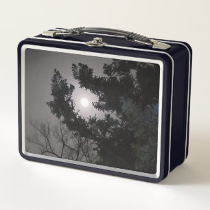 Full Moon framed in Chamaecyparis True Blue Metal Lunch Box