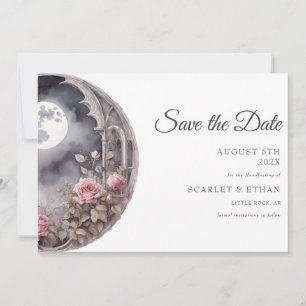 Full Moon Garden Door Pink Rose Boho Handfasting Save The Date
