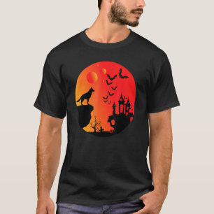 Full Moon German Shepherd Spooky Halloween T-Shirt