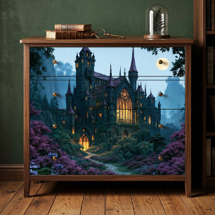 Full Moon Glowing Gothic Castle Decoupage Tissue Paper