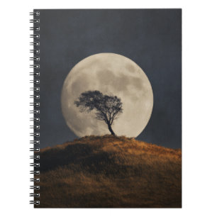 Full Moon Golden Hill Tree Notebook