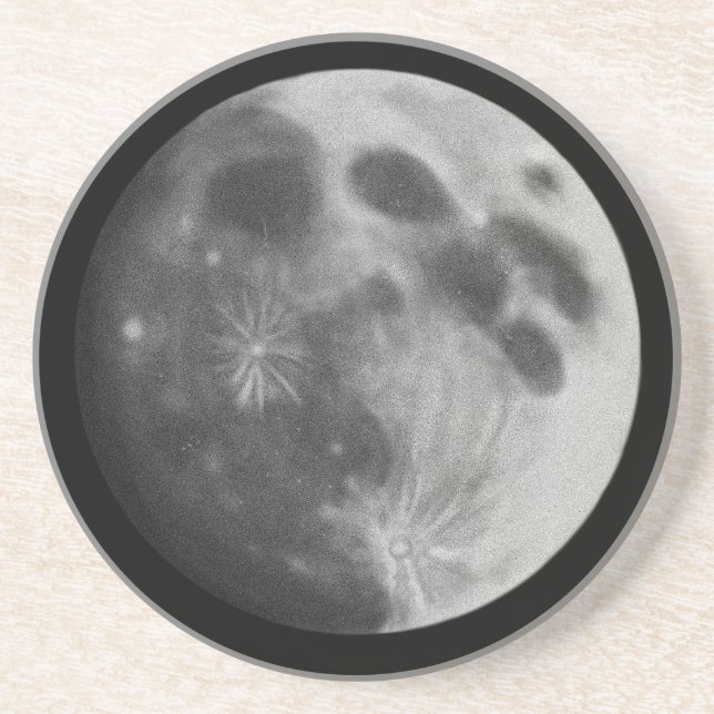 Full Moon Grey Graphic Sandstone Coaster (Front)