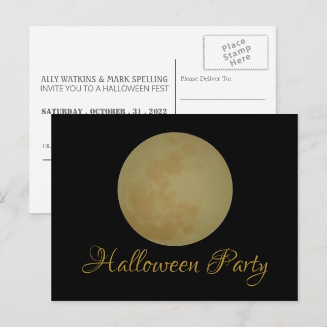 Full Moon, Halloween Party Invitation (Front/Back)