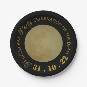 Full Moon, Halloween Party Paper Plate