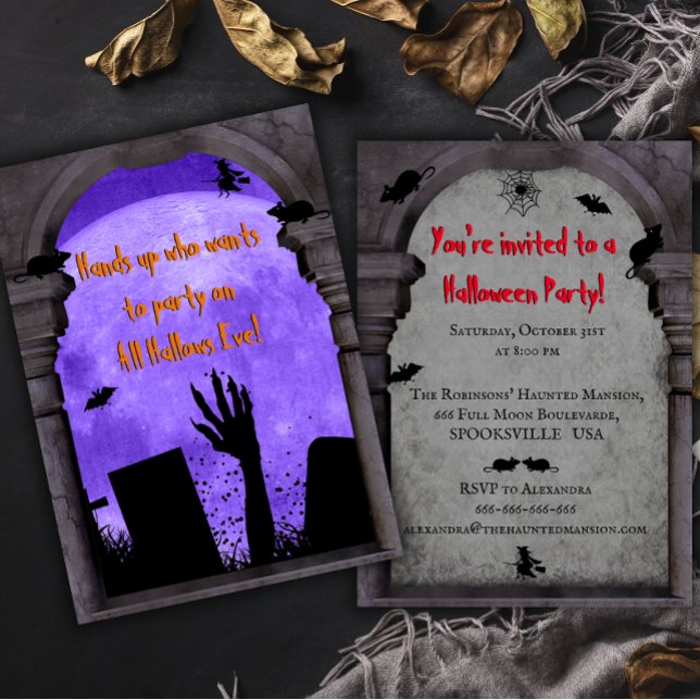 Full Moon, Haunted Graveyard Creepy Halloween Invitation (Creator Uploaded)