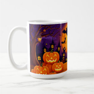 Full Moon Haunted Houses And Pumpkins 🌙 Coffee Mug