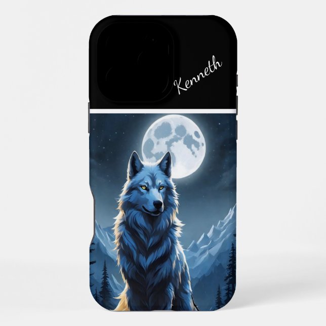 Full Moon Highlights Howling Wolf iPhone Case (Back)