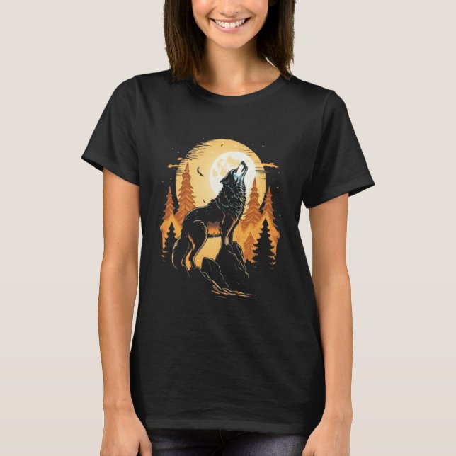 Full Moon Howling Wolf Wolves   1 T-Shirt (Front)