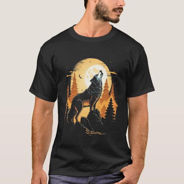 Full Moon Howling Wolf Wolves   1 T-Shirt (Front)