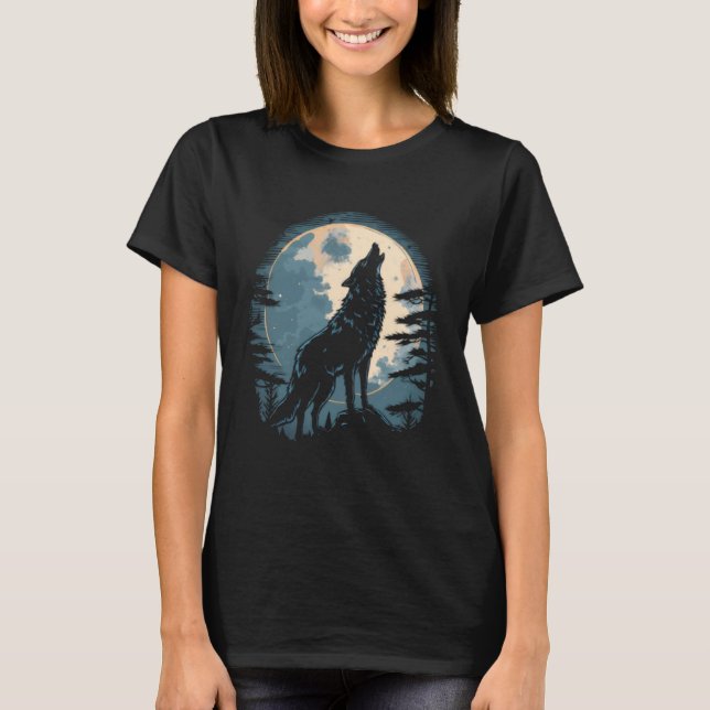 Full Moon Howling Wolf Wolves   2 T-Shirt (Front)