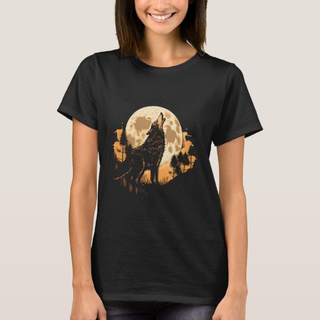 Full Moon Howling Wolf Wolves   3 T-Shirt (Front)