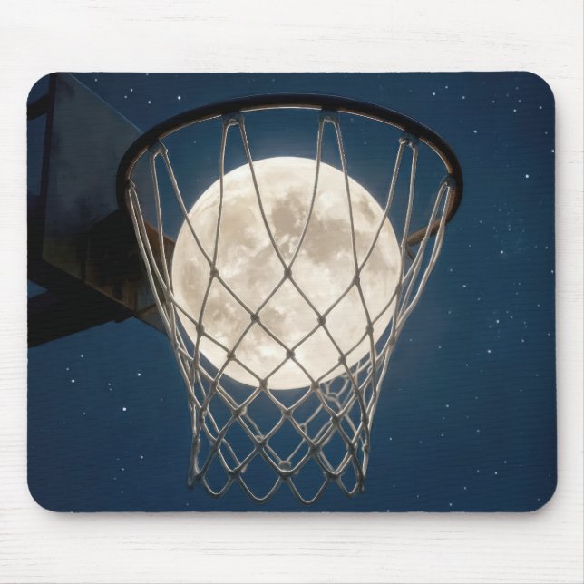 Full Moon In a Basketball Net Mouse Mat (Front)