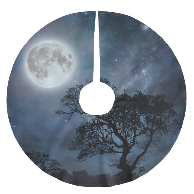Full Moon in a Starry Sky Brushed Polyester Tree Skirt (Front)
