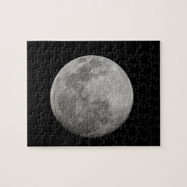 Full moon in black and white. Credit as: Arthur Jigsaw Puzzle (Horizontal)