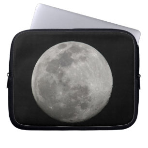 Full moon in black and white. Credit as: Arthur Laptop Sleeve