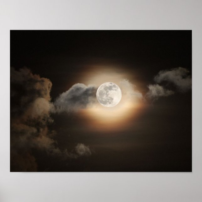 Full Moon in Cloudy Night Poster (Front)