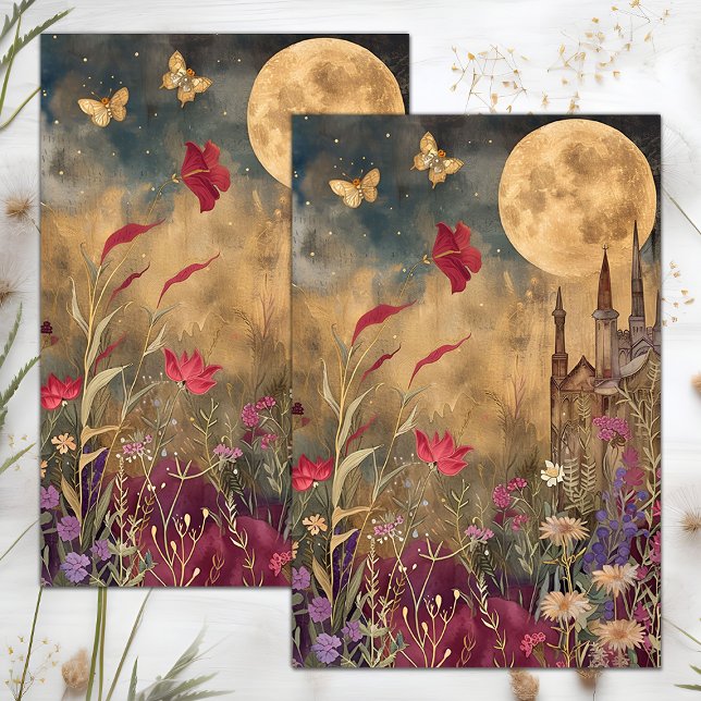 FULL MOON IN MEADOW DECOUPAGE TISSUE PAPER (FULL MOON IN MEADOW DECOUPAGE TISSUE PAPER)