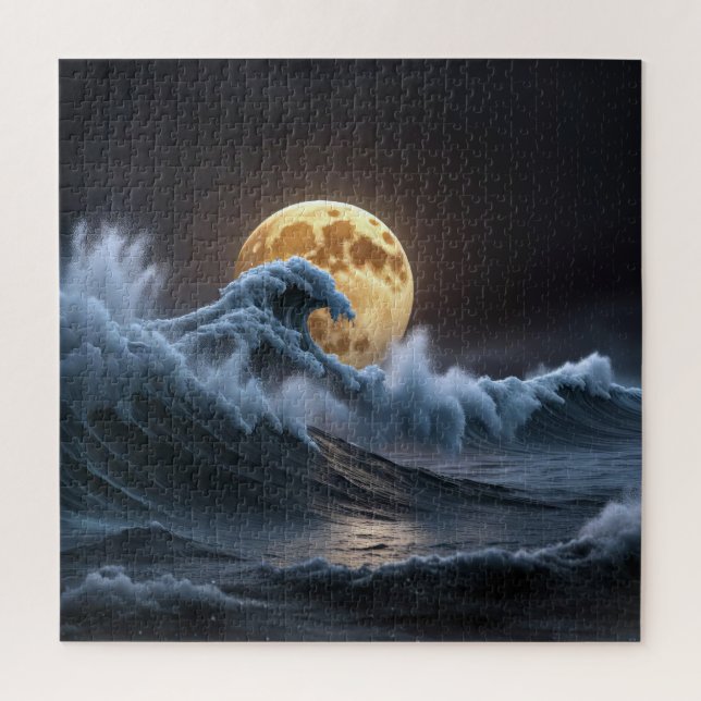 Full Moon In Ocean Wave Jigsaw Puzzle (Vertical)