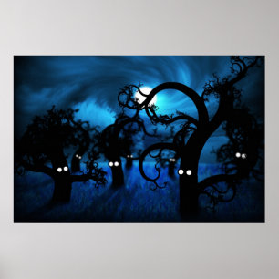 Full Moon in The Midnight Forest Poster