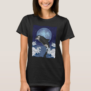 Full Moon Killer Whale Ocean Animal Waves Moonligh T-Shirt