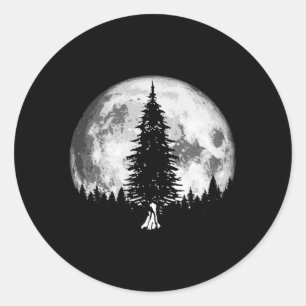 Full Moon Minimalist E Tree Classic Round Sticker