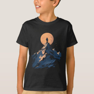 Full Moon Mountain Peak Design - Climbing And Natu T-Shirt