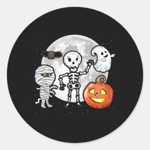 Full Moon Mummy Ghost Ans Scary Sceleton Classic Round Sticker