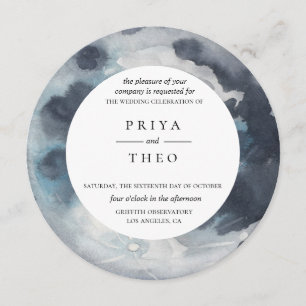 Full Moon Navy Blue Wedding Invitation