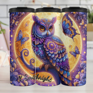Full Moon Night Forest Owl Thermal Tumbler