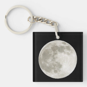 Full Moon Night Sky Celestial Glow Astronomy Art Key Ring