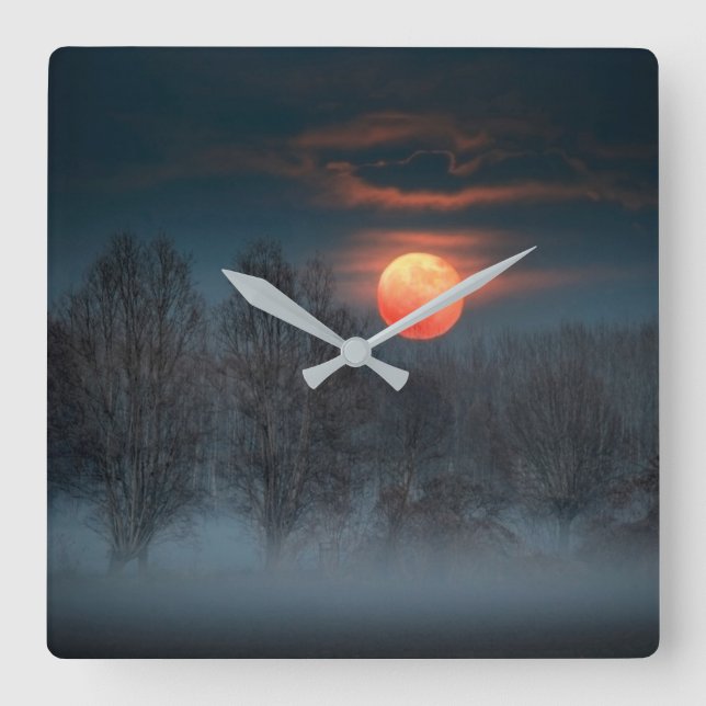 Full Moon | November in Scalenghe, Italy Square Wall Clock (Front)