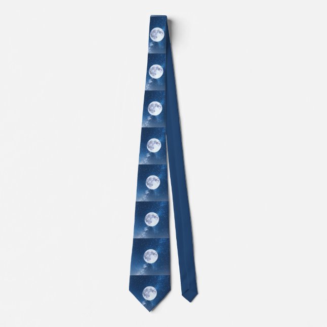 Full Moon on a Blue Starry Sky Astronomy Tie (Front)