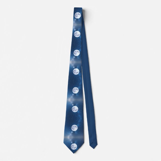 Full Moon on a Blue Starry Sky Tie (Front)