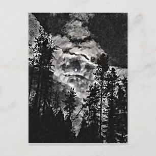 Full Moon On A Cloudy Night Abstract art Poster Postcard