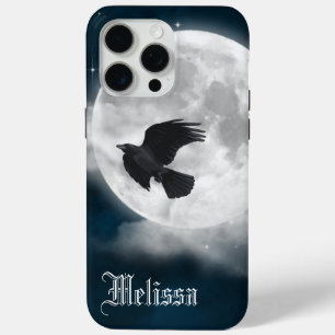 Full Moon on Blue Suede with Raven iPhone 15 Pro Max Case