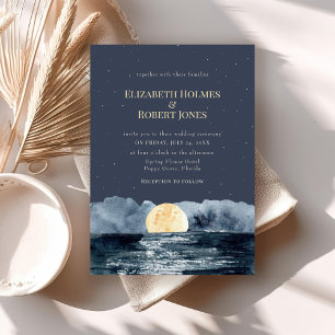 Full Moon on Lake Wedding Invitation