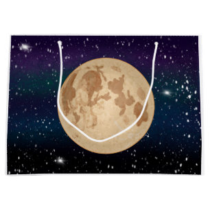 Full Moon on Starry Night Hand Drawn Large Gift Bag