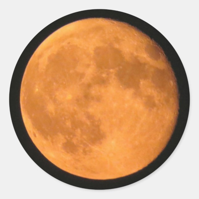 Full Moon Orange Harvest or Halloween  Classic Round Sticker (Front)