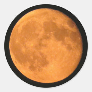 Full Moon Orange Harvest or Halloween  Classic Round Sticker