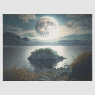 Full Moon over a Lake Decoupage Tissue Paper