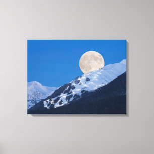 Full Moon Over Alyeska Ski Resort, Alaska Canvas Print