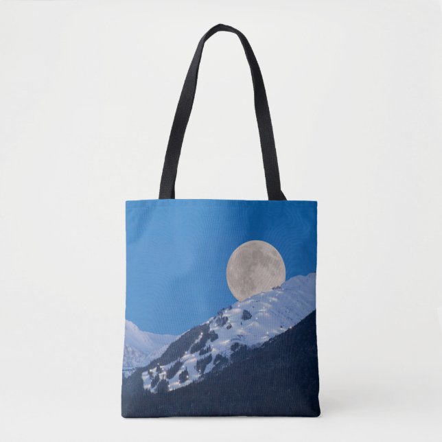 Full Moon Over Alyeska Ski Resort, Alaska Tote Bag (Front)
