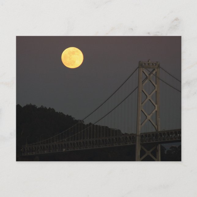 Full Moon Over Bay Bridge San Francisco 01/10/09 Postcard (Front)