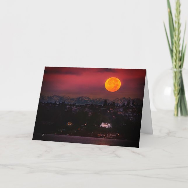 Full Moon Over Denny Mansion All Occasion Blank Thank You Card (Front)