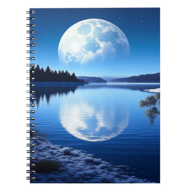 Full Moon Over Frozen Lake Gift for Son Notebook (Front)