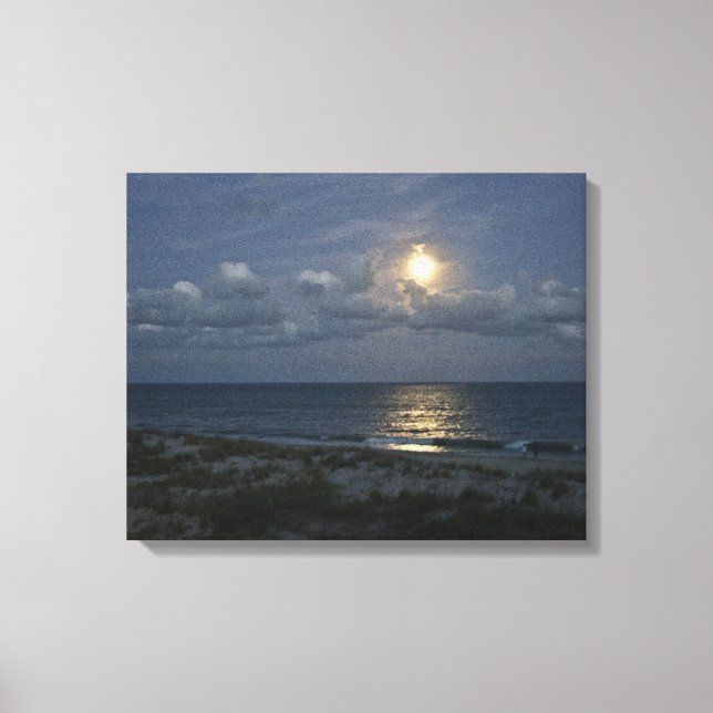 Full Moon Over Ocean Canvas Print (Front)