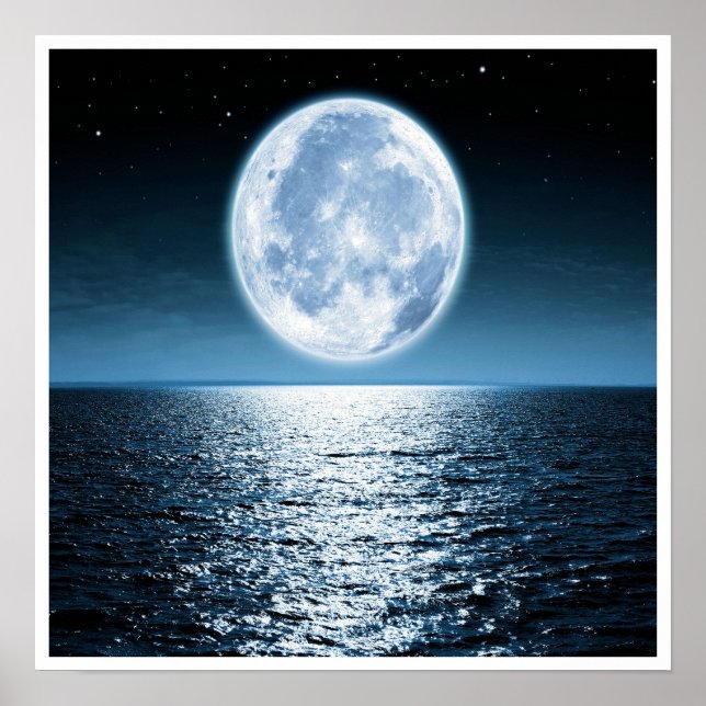 Full Moon Over Ocean  Poster (Front)