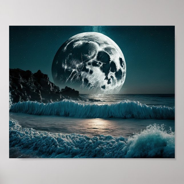 Full Moon over Ocean  Poster (Front)