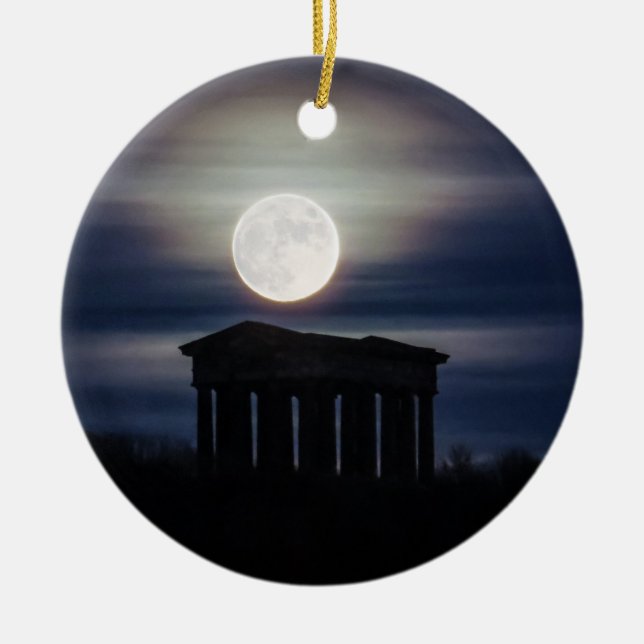 Full Moon over Penshaw Monument Ornament (Front)