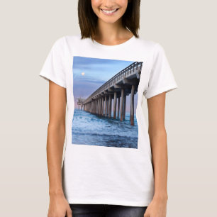 Full moon over pier, California T-Shirt